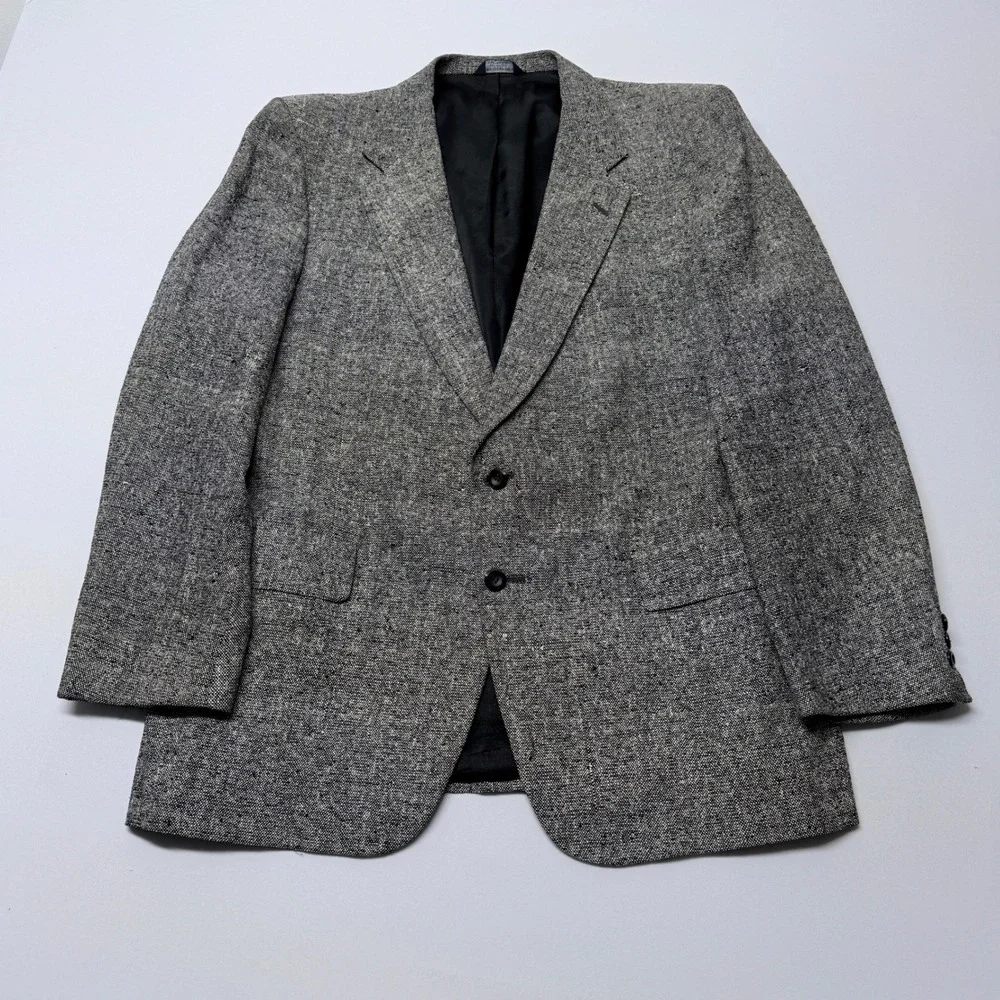 Vintage Kuppenheimer Mens Grey Tweed Blazer Sport Coat Made in USA 44R